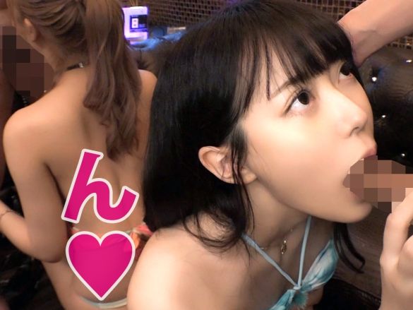 【ラブホ乱交パーティー】金髪ギャルと黒髪JDの危険な組み合わせ！水着美女2人を同時に生ハメ4P！JDたちの喘ぎ声が響き渡る大乱交ナイト♥